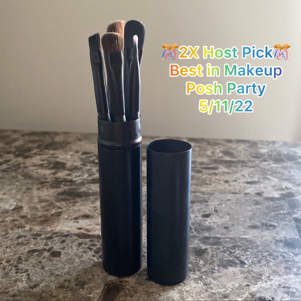 5pcs Makeup Brush Set with Metal Tube Holder